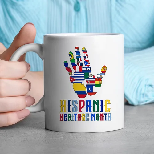 Vista 3 de TODOLIA -11Oz- Taza de café del mes de la herencia hispana, taza de café de la herencia hispana 2024, taza de regalo latina española, taza