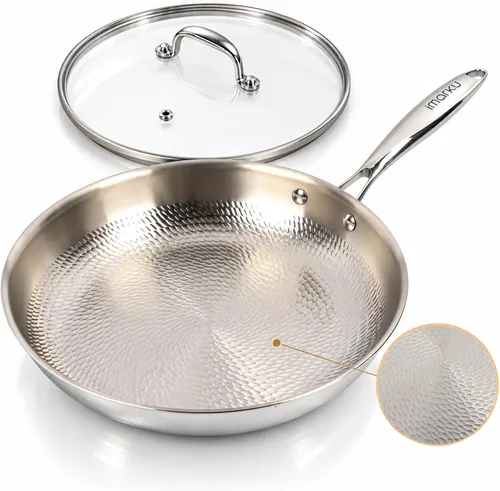Vista 10 de imarku Sartén antiadherente de 12" con tapa, acero inoxidable de cerámica