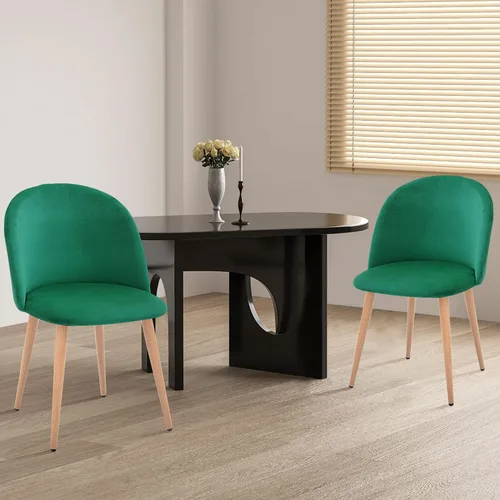Vista 2 de CangLong Mid Century - Juego de 2 sillas tapizadas de terciopelo para cocina, modernas, color verde, 1