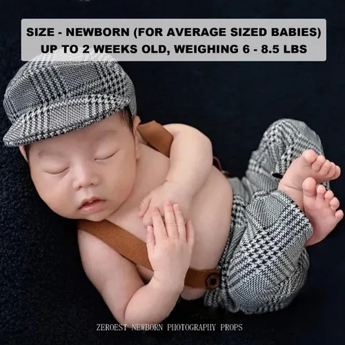 Vista 2 de Zeroest Newborn Photography Outfits Boy, Suspenders & Hat for Baby Boys Baby Photography Props for Newborn Photo Shoots