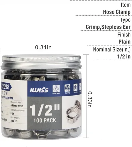 Vista 7 de iCrimp ICP-PC02 F2098 PEX Herramienta de abrazadera para pellizcar y cortar anillos de abrazadera PEX de acero inoxidable, 3/8 a 1 pulgada