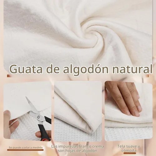 Vista 6 de Guata de Algodón Natural, Guata de Algodón para Acolchado, 47 x 59 Pulgadas Guata de Algodón Natural para Colchas, Peso Ligero Puramente Natural