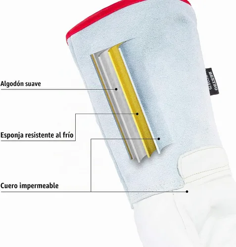 Vista 6 de BEETRO - Guantes anticongelantes de -292℉/-180℃ o superior para manejo de hielo seco, nitrógeno líquido, esponja e interior de algodón