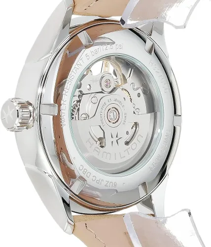Vista 4 de Hamilton Reloj Jazzmaster Open Heart suizo automático caja de 1.654 in, esfera azul, correa de cuero beige (Modelo H32705842), Azul, Classic