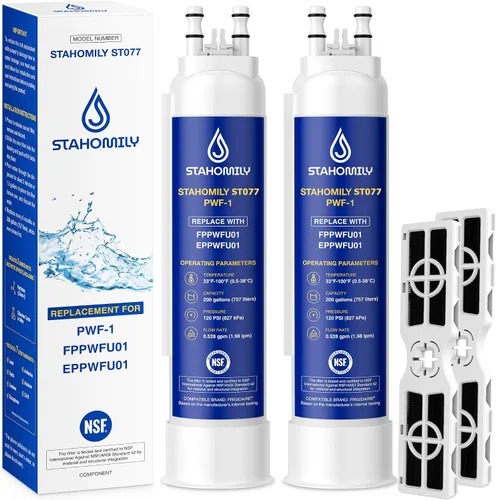 Vista 8 de PWF-1 Filtro de agua de repuesto para Frigidaire FPPWFU01, filtro de agua PurePour PWF-1, EPPWFU01 PureAdvantage PWF-1, paquete de 2