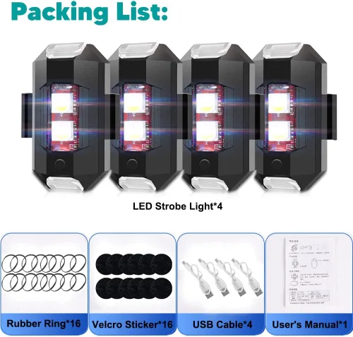 Vista 7 de QVEVDACAR - Luces estroboscópicas LED para dron, 7 colores, mini, USB recargable, iluminación anticolisión, luces traseras para aviones