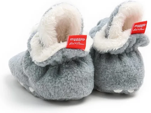 Vista 4 de Botas de nieve para bebés y niñas, para invierno, cálidas, para recién nacidos, zapatos antideslizantes, Gris, 12-18 meses