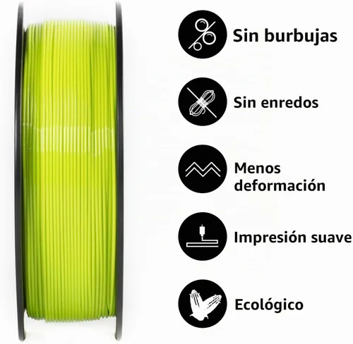 Vista 2 de GIANTARM Filamento PETG, precisión dimensional de 1.75 mm +/-0.02mm, carrete de 1 kg (2.2 libras), embalaje al vacío, para impresoras 3D, verde
