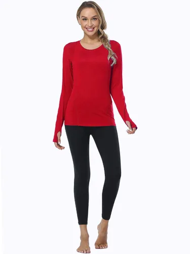 Vista 4 de CADMUS Camisa de manga larga para correr de secado rápido para mujer, camisas de entrenamiento