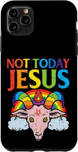 Vista 13 de Today Not Jesus Satan Goat Satanic Rainbow Satanism Gift Case for iPhone 17