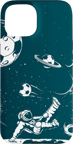 Vista 6 de Funda para iPhone 16 para teléfono de fútbol, amante del fútbol, jugador de fútbol espacial, funda de astronauta