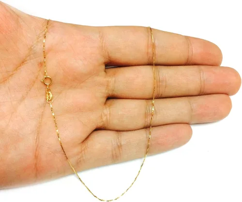 Vista 7 de Jewelry Affairs 10k Real Solid Gold Mirror Box Style Chain Necklace, 0.45mm