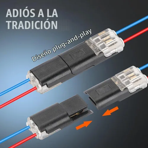 Vista 6 de Conector enchufable de doble cable, conectores de tira de luz LED, 2 pines, nuevo conector de cable de bajo voltaje con hebilla de bloqueo