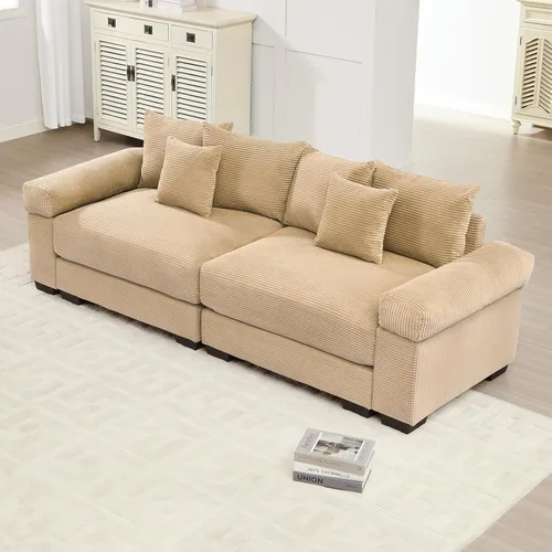 Vista 44 de ODUSE-DAILY Sofá modular de gran tamaño de 117.3 pulgadas, sofás modulares grandes de pana para sala de estar, sofás de 3 plazas, moderno juego