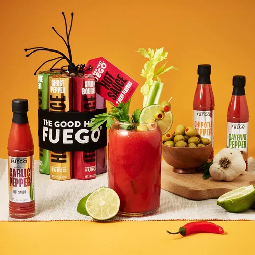 Vista 7 de The Good Hurt Fuego, juego de regalo de muestra de salsa picante, incluye 7 botellas en sabores exóticos, paquete variado de salsa picante