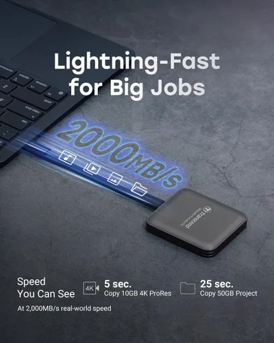 Vista 4 de Transcend ESD420 SSD externo magnético de 1 TB, hasta 2000 MB/s, compatible con Apple 4K ProRes HDR Record, MagSafe