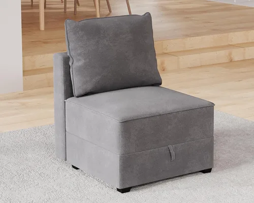 Vista 5 de Sofá modular seccional, silla de asiento medio, sofá con almacenamiento de lino gris sofá sofá Flexible Modular Design, Chair Middle Seat with