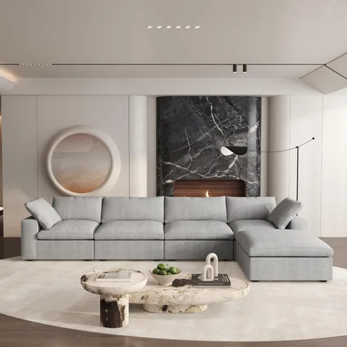 Vista 27 de Cloud - Sofá modular convertible de 80.3 pulgadas en forma de L para sala de estar con otomana de almacenamiento, sofás profundos minimalistas