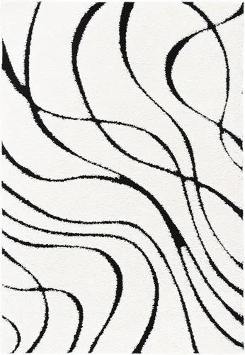 Vista 25 de Safavieh Florida Shag Collection - Alfombra de área de 2 x 3 pies, color crema/beige, diseño geométrico, felpa de 1.2 pulgadas de grosor, ideal