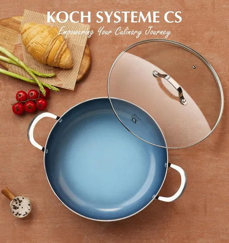 Vista 8 de KOCH SYSTEME CS Sartén para Saltear de 12 Pulgadas, Sartén Profunda para Freír de 5.5 Cuartos, Sartén para Saltear Antiadherente de Cerámica Libre