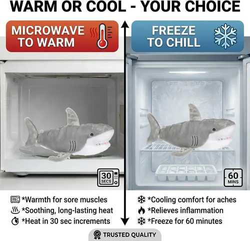 Vista 3 de Warm Pals Samuel Shark, felpa pesada para microondas, calentada para mayor