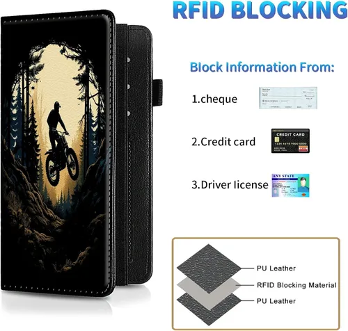 Vista 138 de Funda para chequera para hombres y mujeres, cartera de cuero RFID con ranuras para tarjetas de crédito, soporte de cheques duplicados personales