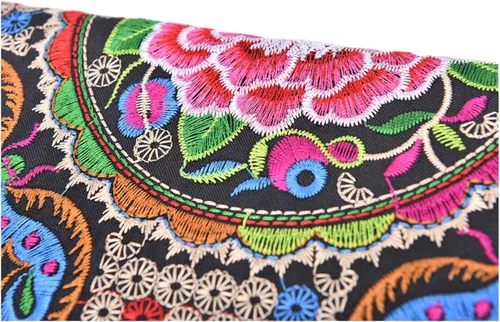 Vista 6 de Onlineb2c Cartera de lona bordada china para mujer (flores moneda árbol)