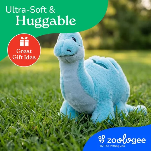 Vista 9 de The Petting Zoo ZOOLOGEE - Peluche de animal de peluche de Brachiosaurus, dinosaurio azul, 11 pulgadas