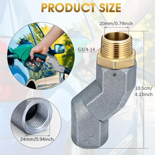 Vista 2 de Shimeyao 1 manguera giratoria de combustible de 3/4 pulgadas con conector