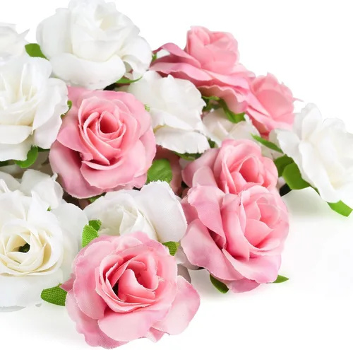 Vista 7 de Kesote 50 rosas artificiales, rosas artificiales de seda pequeñas de 1.6 Negro