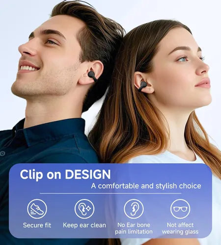 Vista 9 de King Lucky i21 Auriculares Inalámbricos Bluetooth de Oreja Abierta con Clip, con Micrófono, Cancelación de Ruido, Resistentes al Agua IPX4