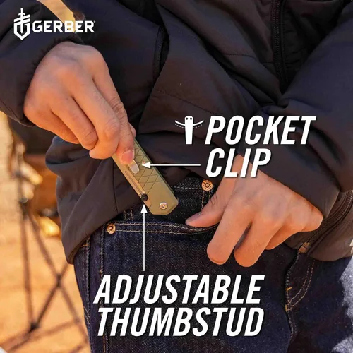 Vista 3 de Gerber Gear Zilch - Cuchillo plegable de hoja de borde liso de 3.1 pulgadas, equipo y equipo EDC, color marrón coyote