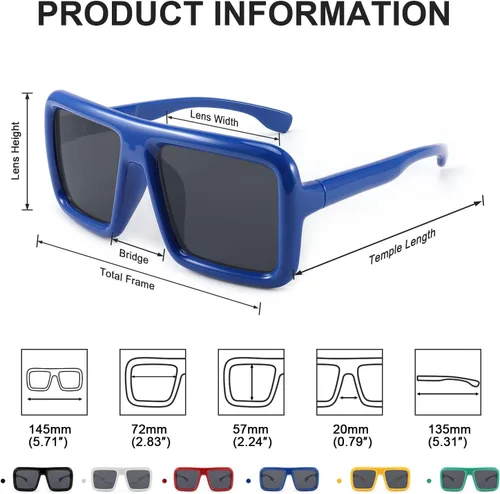 Vista 6 de Karsaer Vision - Gafas de sol grandes y gruesas con marco cuadrado para mujeres y hombres, estilo retro de los años 90, lentes de sol vintage a