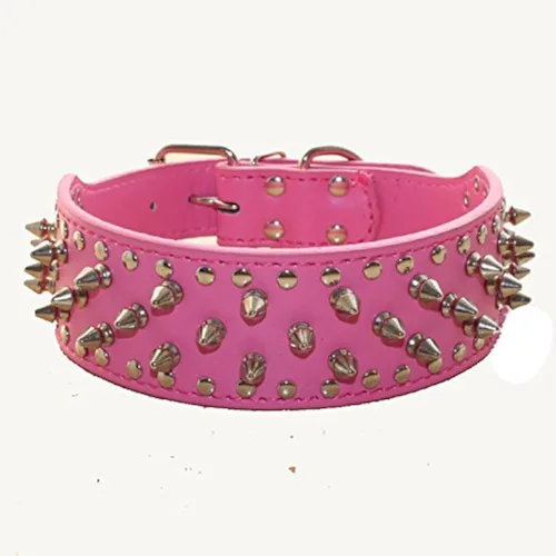 Vista 3 de Collar de perro con tachuelas de piel sintética para perros medianos y grandes Pit Bull Mastiff Bully Boxer (negro, XL)