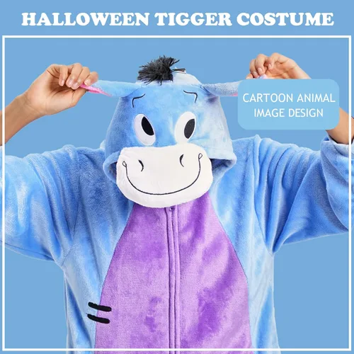 Vista 2 de Pijama de una pieza para adultos, unisex, animal, disfraz de dibujos animados, cosplay, ropa de dormir, ropa de dormir para hombres y mujeres