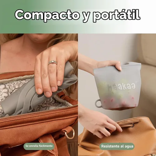 Vista 8 de Bolsa de vaporización y esterilización de microondas de silicona Haakaa para viajes, bolsas de vaporización de silicona reutilizables de 30oz/900ml
