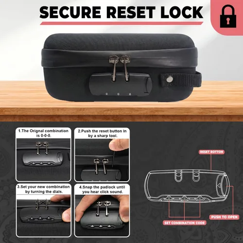 Vista 5 de Kashmir Bolsa a prueba de olores con cerradura de combinación, funda de viaje a prueba de olores, forro de carbón activado, con cerradura, a prueba