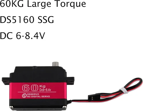 Vista 4 de DS5160SSG Servo RC Servo Digital Servo DC6-8.4V Engranaje de metal Gran Torque de alta velocidad IP67 Servo impermeable 270 grados con brazo servo