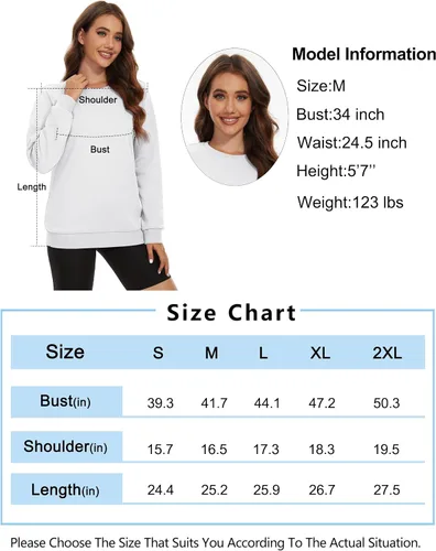 Vista 6 de MAGCOMSEN Sudadera de manga larga con forro polar y cuello redondo para mujer, estilo casual, para otoño