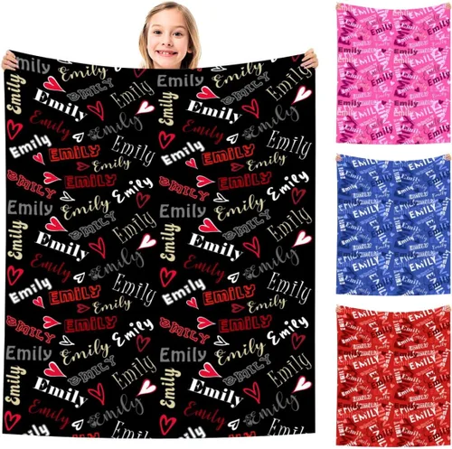 Vista 37 de MyPupSocks Manta Decorativa Personalizada con Nombre Personalizado Mantas para Niña Hija Nieta Manta Bonita (7 Tamaños)