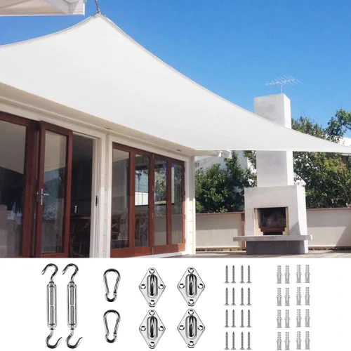 Vista 29 de Quictent Toldo rectangular de polietileno de alta densidad de 6.53 oz, 98% de bloqueo UV, para patio, jardín, cubierta comercial con kit de Marrón