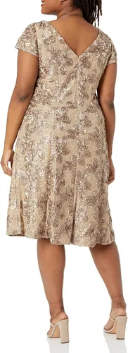 Vista 2 de Alex Evenings Vestido largo de té para mujer con detalle de roseta