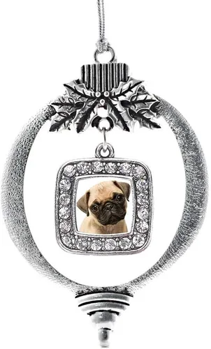Vista 141 de Inspired Silver - Adorno con dije de reina de rodillo - Adornos navideños cuadrados de plata con joyas de circonita cúbica
