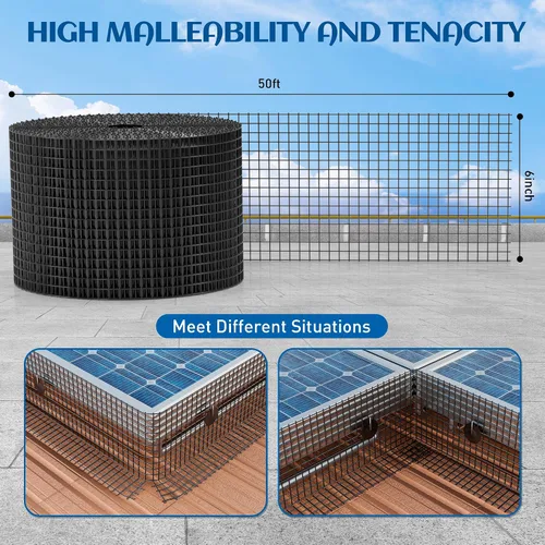 Vista 5 de ZeroPone Panel solar de 6 pulgadas x 50 pies, protector de aves para paneles solares con 50 sujetadores de acero inoxidable, rollo de alambre
