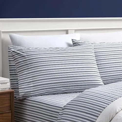 Vista 25 de Nautica - Sábanas, juego de ropa de cama de percal de algodón con funda de almohada a juego, vigorizante y fresco, bolsillo profundo