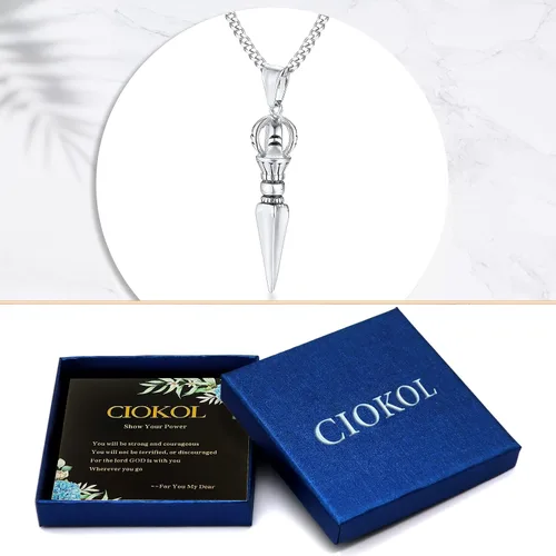 Vista 6 de CIOKOL Regalos para adolescentes y novios, cadena negra de bandera estadounidense para hombre, collar con colgante de cruz para hombre, regalos