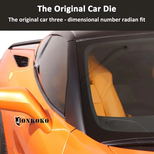 Vista 3 de Adhesivo de PVC para parabrisas delantero de coche, adhesivo para Chevrolet Corvette C7 2014-2019 Moldeado exterior del pilar del parabrisas (negro)