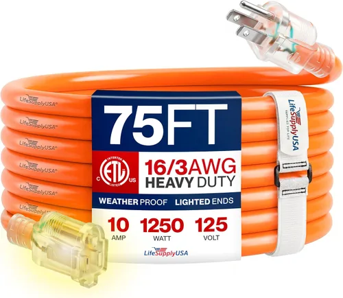 Vista 108 de Cable de extensión de 3 pies para exteriores/interiores, calibre 10/3, ultra resistente, SJTW, resistente al agua, certificación ETL, cable