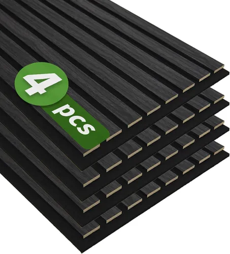 Vista 14 de Art3d Paquete de 4 paneles de listones de madera insonorizados de 12 x 24 pulgadas, paneles de pared acústicos de 8 pies cuadrados, paneles de pared