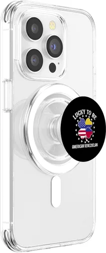 Vista 3 de Lucky to be Venezuelan American Half Venezuela half American PopSockets MagSafe PopGrip for iPhone